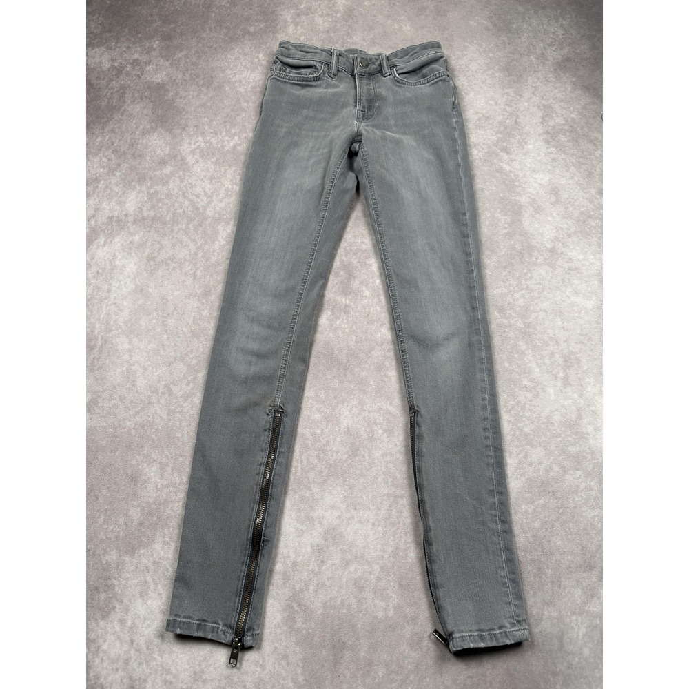 AllSaints Jeans Women Small Rail Grey Skinny Ankle Zip Stretch Denim Five Pocket